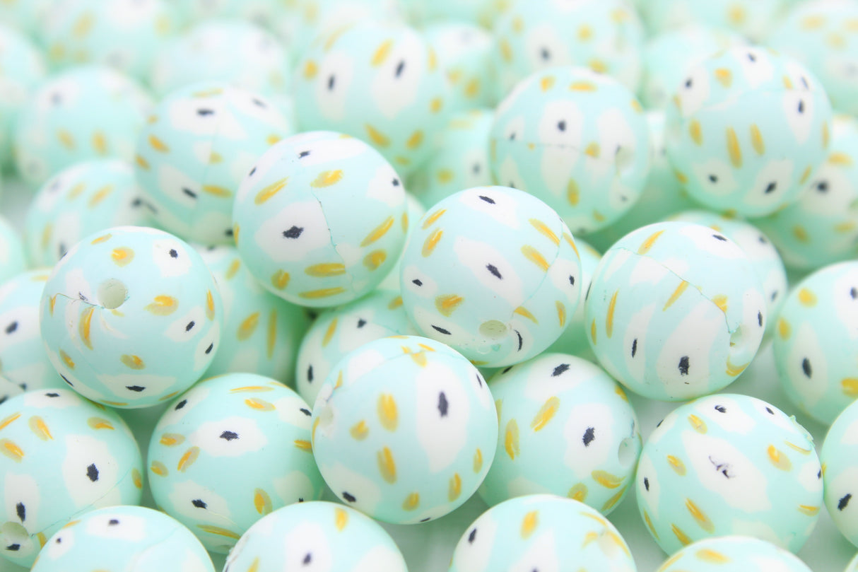 Perle imprimée florale EXCLUSIVITÉ - Perle en silicone