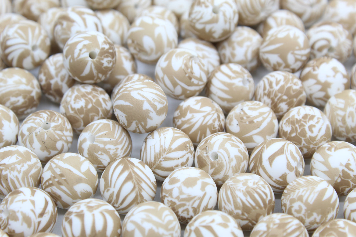 Perle imprimée florale - Perle en silicone