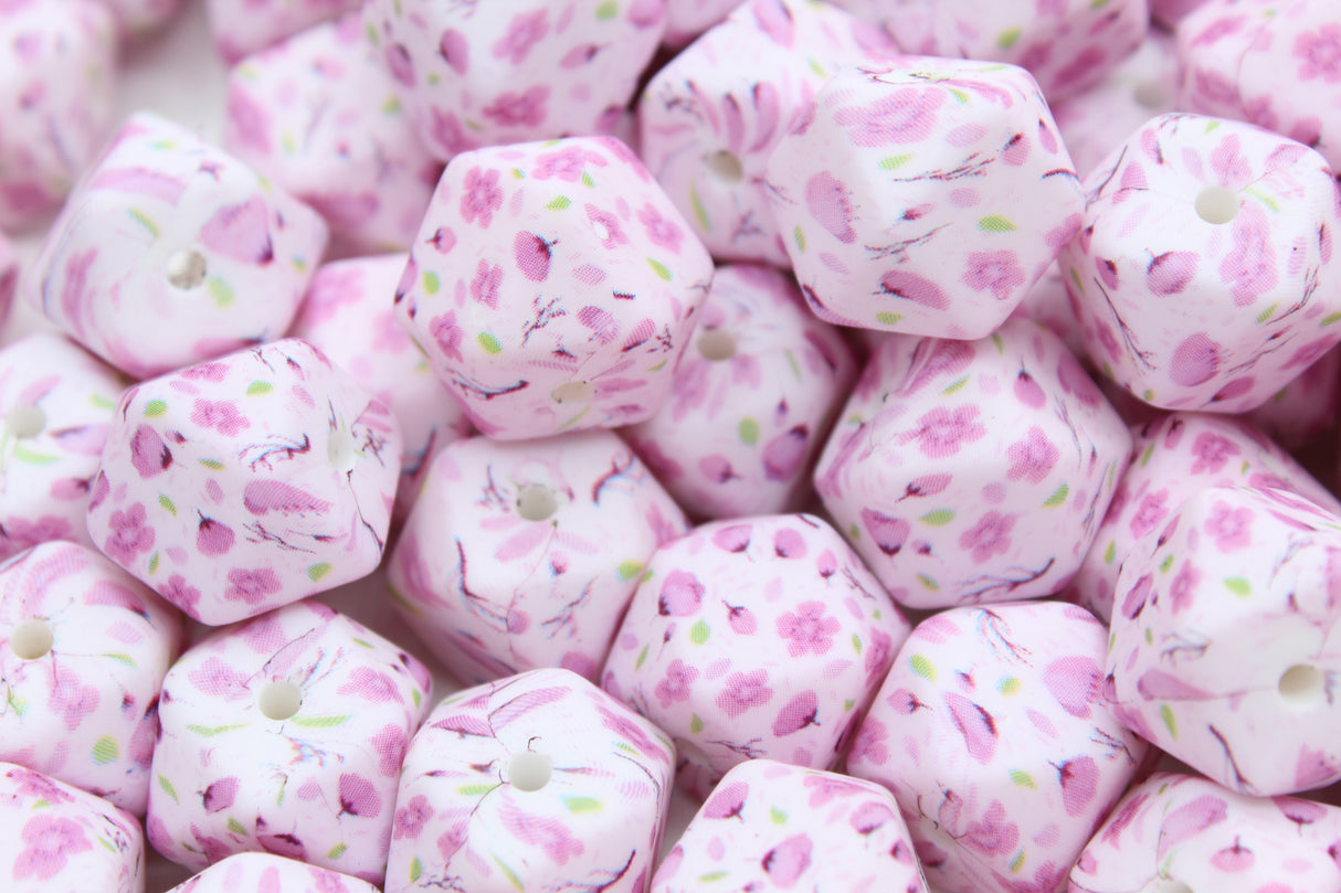 Perle imprimée florale - Perle en silicone