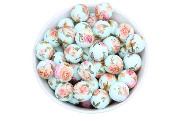 Perle imprimée florale - Perle en silicone
