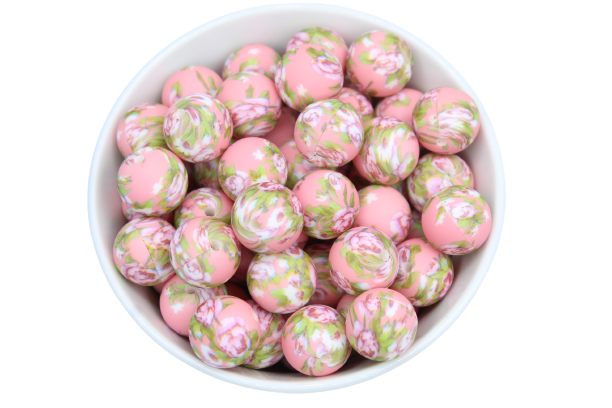 Perle imprimée florale - Perle en silicone