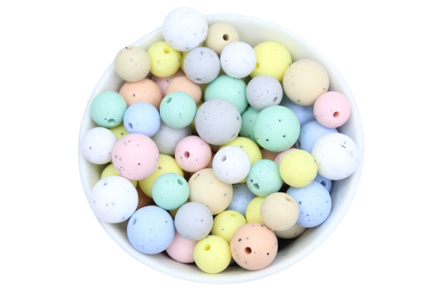 Perle ronde Poussières d'étoiles - lot de 5 - Perle en silicone