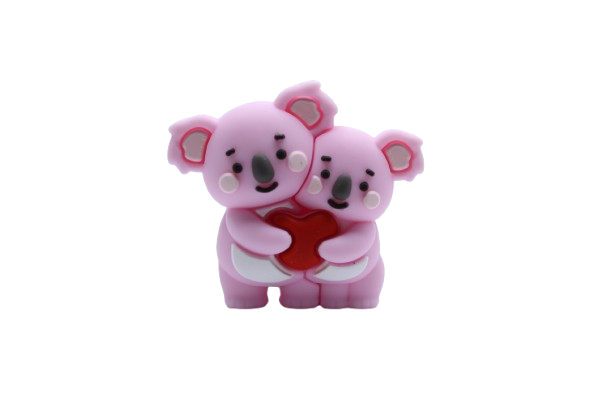 Koala avec bébé et coeur 3D - Perle en silicone
