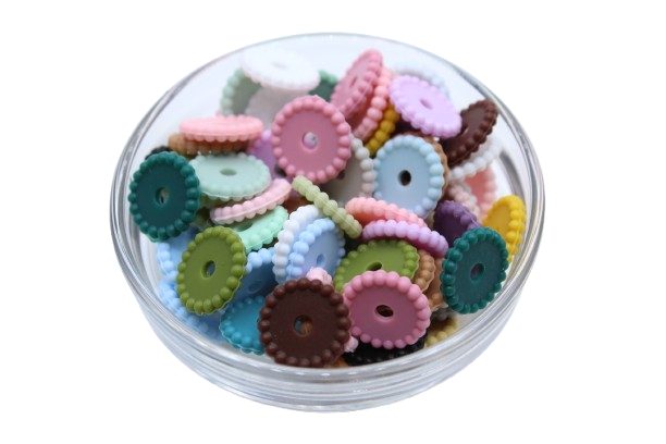 Mini rondelle à pois - lot de 5 - Perle en silicone