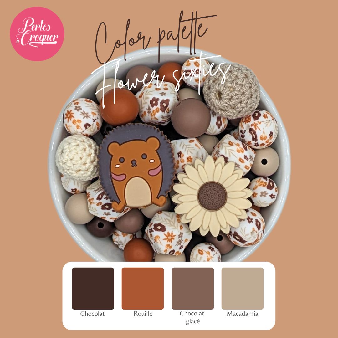 Perle imprimée florale - Perle en silicone