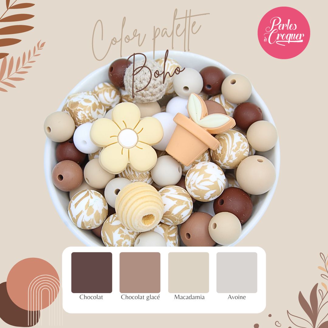 Perle imprimée florale - Perle en silicone