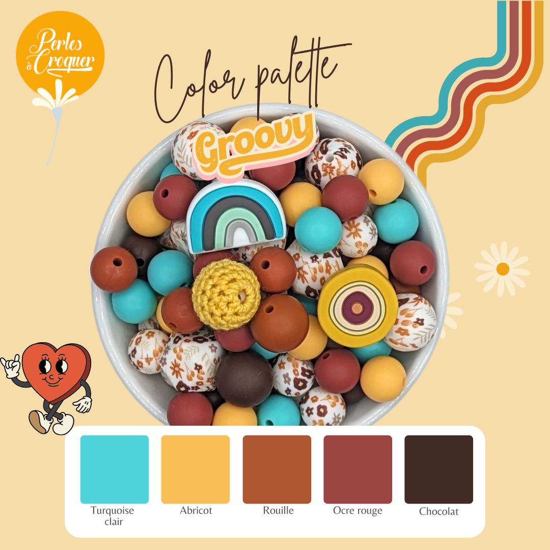 Perle imprimée florale - Perle en silicone