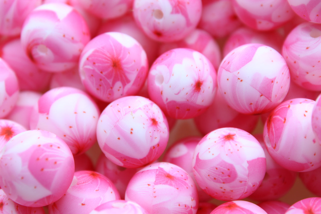 Perle imprimée florale - Perle en silicone