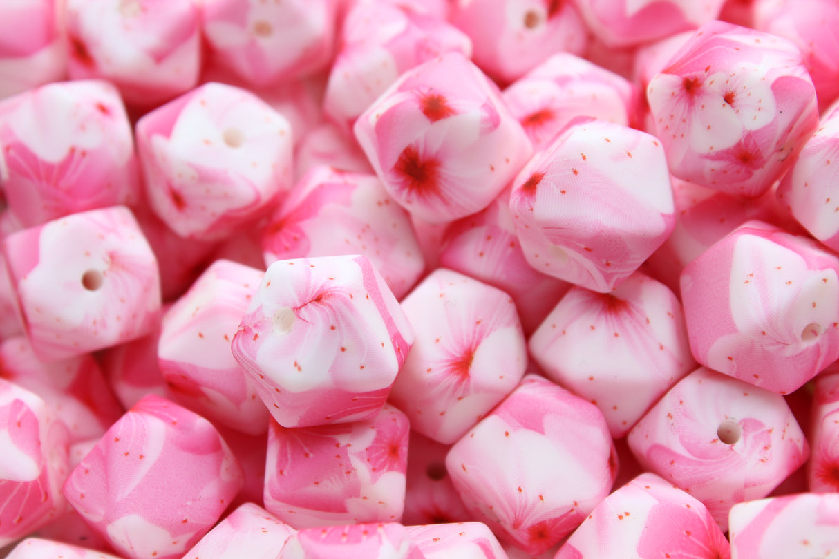 Perle imprimée florale - Perle en silicone