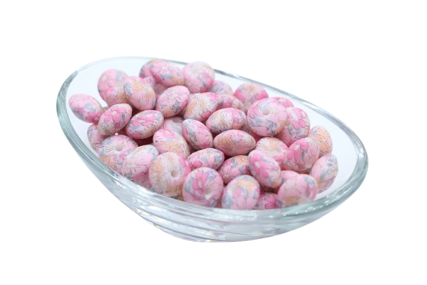 Perle imprimée florale - Perle en silicone