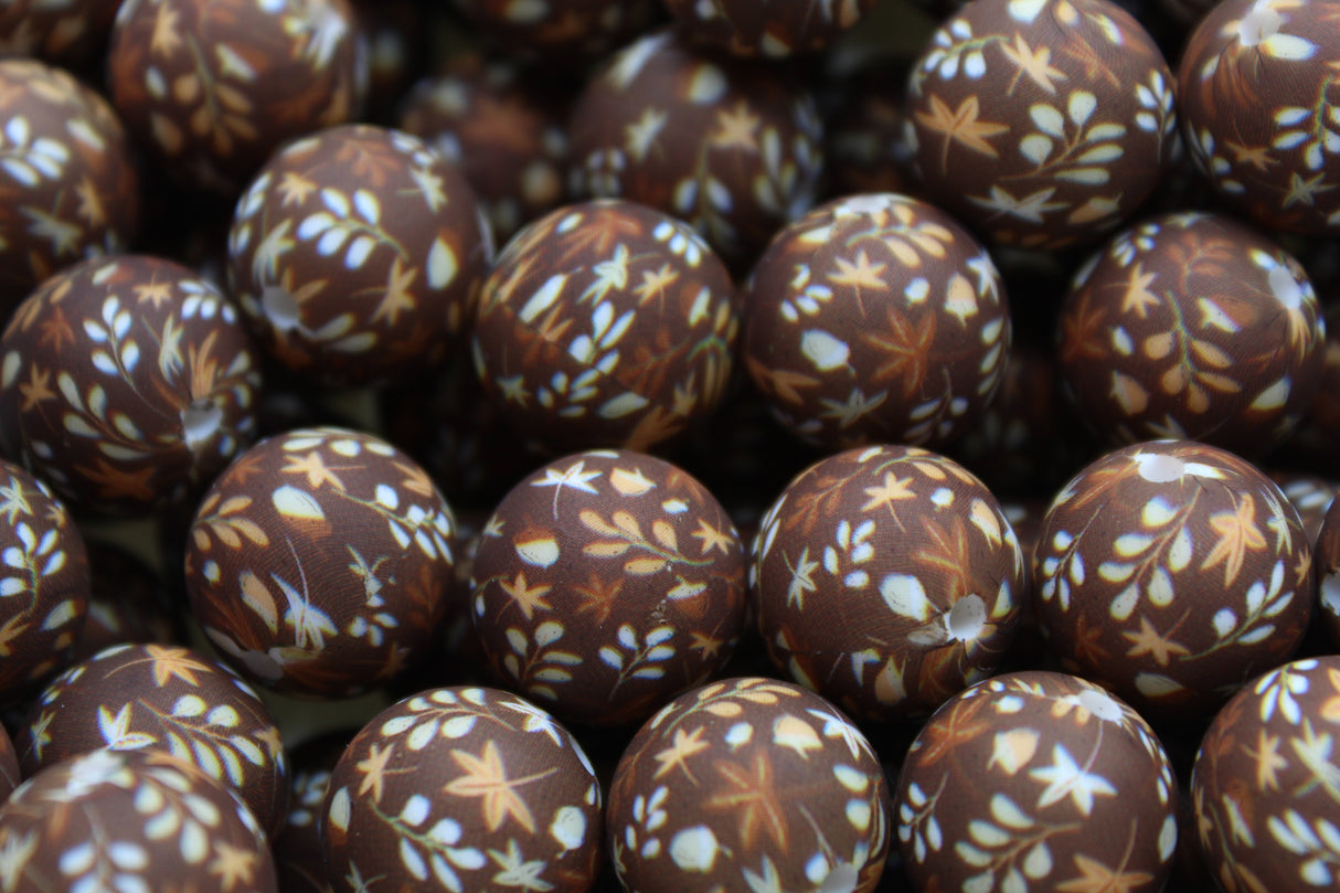 Perle imprimée florale - Perle en silicone