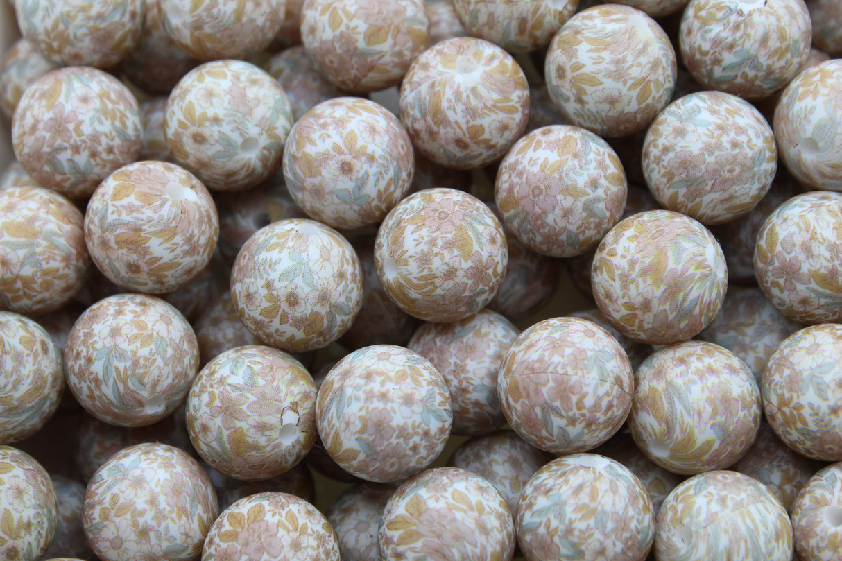 Perle imprimée florale - Perle en silicone
