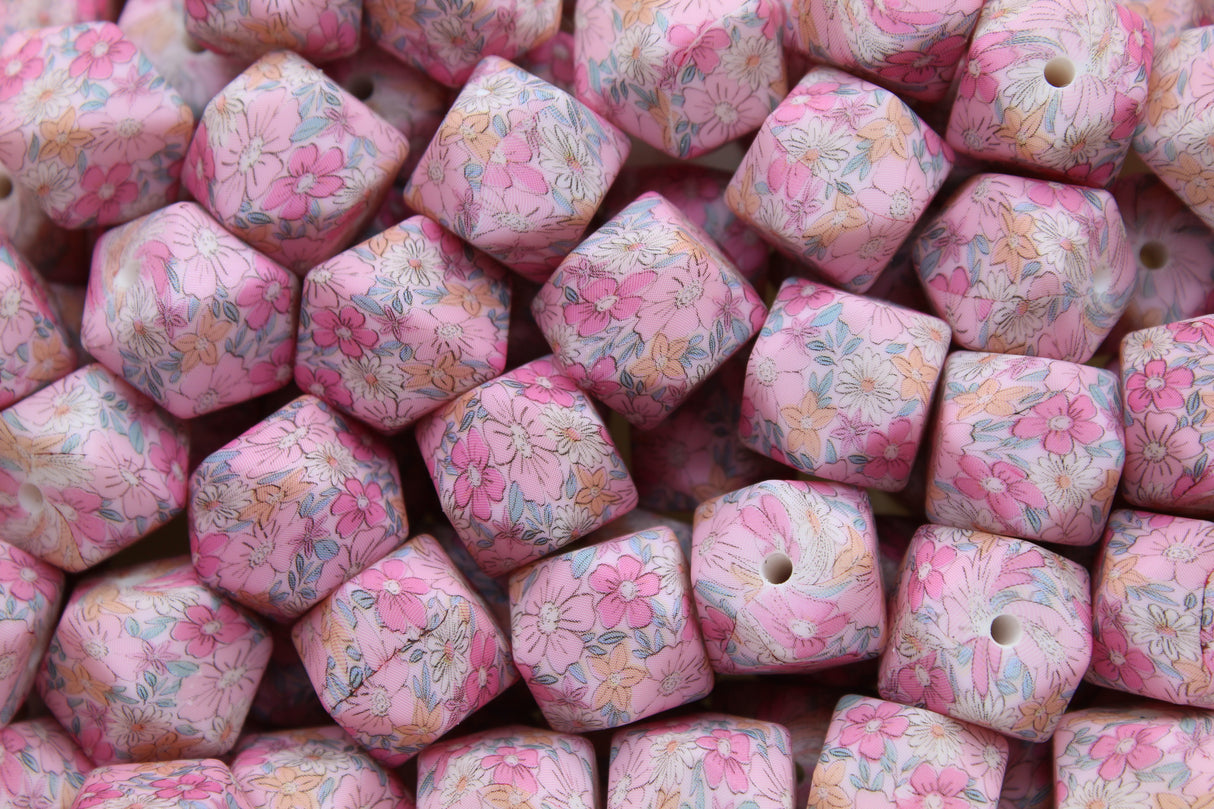 Perle imprimée florale - Perle en silicone