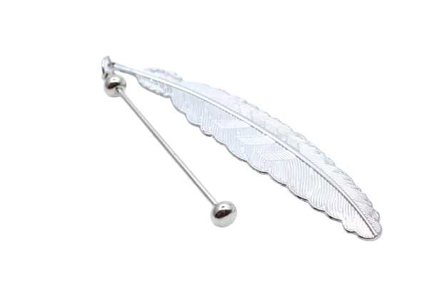 Marque-page Plume avec barre à perler - Métal