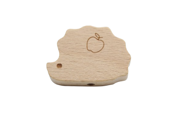 Perle fantaisie en hêtre avec gravure - Perle en bois