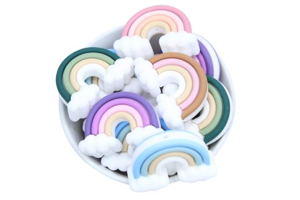 Arc en ciel avec nuage 3D - Perle en silicone