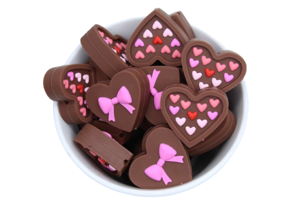 Coeur en chocolat 3D - Perle en silicone