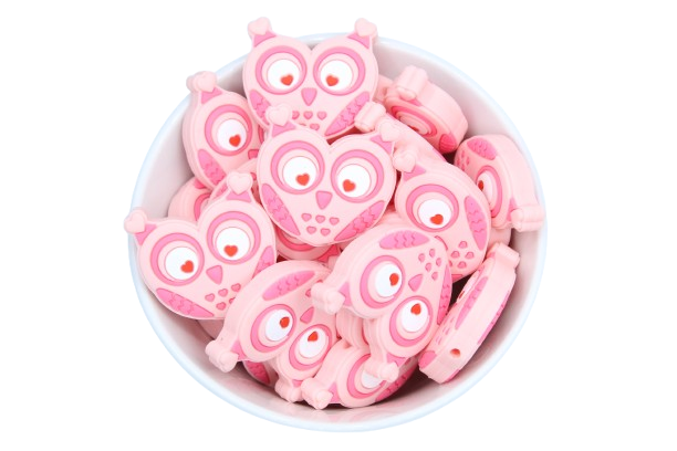 Chouette coeur - Perle en silicone