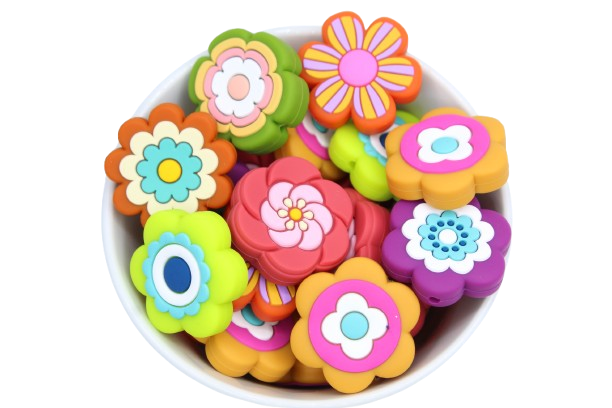 Fleur groovie - Perle en silicone
