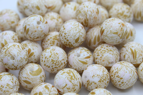 Perle imprimée florale EXCLUSIVITÉ - Perle en silicone
