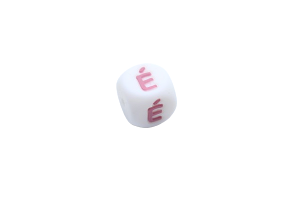 Lettre 12mm Exclusivité: Blanc - Rose sucré - Perle en silicone