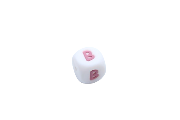 Lettre 12mm Exclusivité: Blanc - Rose sucré - Perle en silicone