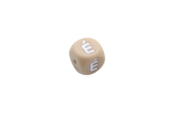Lettre 12mm Exclusivité: Taupe -Blanc - Perle en silicone