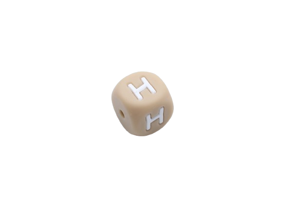 Lettre 12mm Exclusivité: Taupe -Blanc - Perle en silicone