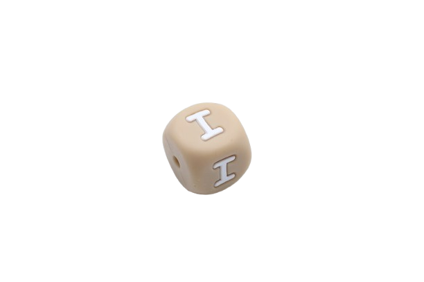 Lettre 12mm Exclusivité: Taupe -Blanc - Perle en silicone