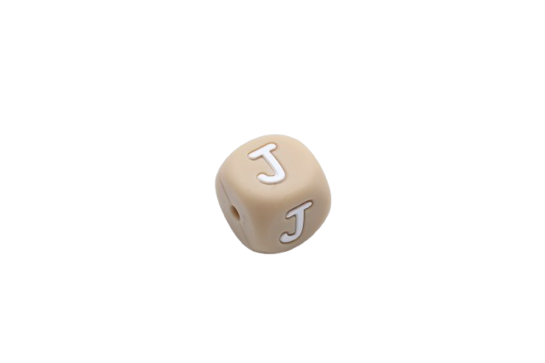 Lettre 12mm Exclusivité: Taupe -Blanc - Perle en silicone