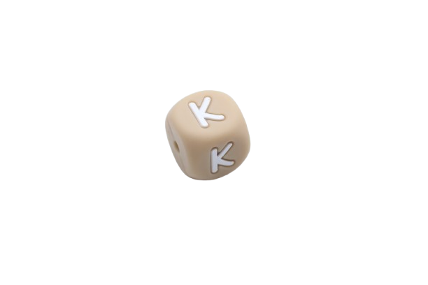 Lettre 12mm Exclusivité: Taupe -Blanc - Perle en silicone
