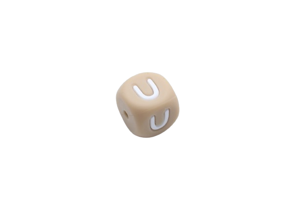 Lettre 12mm Exclusivité: Taupe -Blanc - Perle en silicone