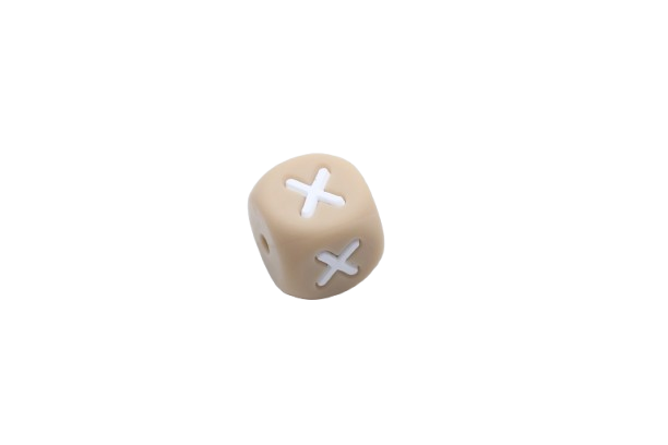 Lettre 12mm Exclusivité: Taupe -Blanc - Perle en silicone