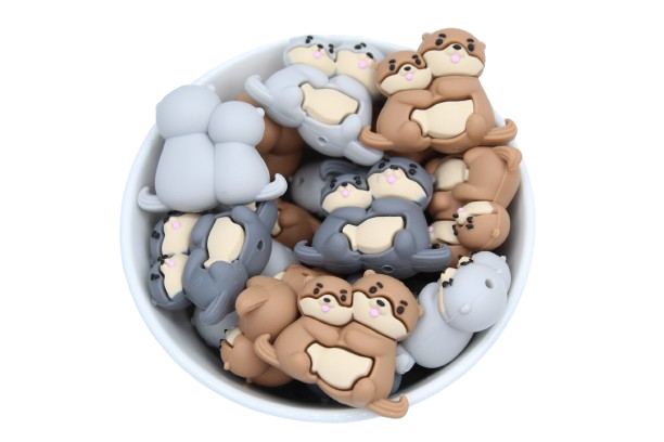 Loutre avec bebe 3D - Perle en silicone