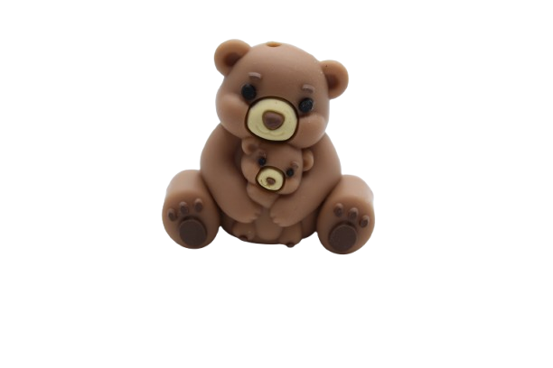 Nounours avec bébé 3D - Perle en silicone