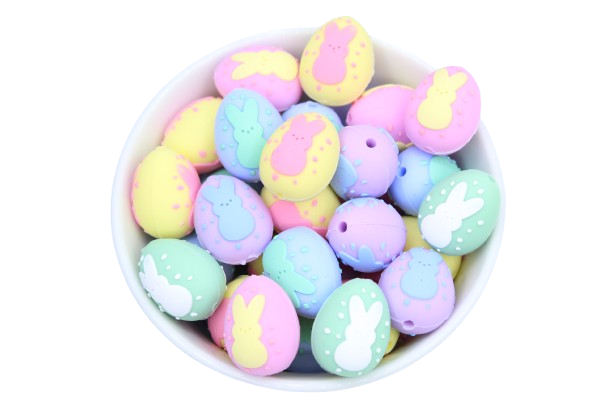 Oeuf de Pâques avec lapin 3D - Perle en silicone