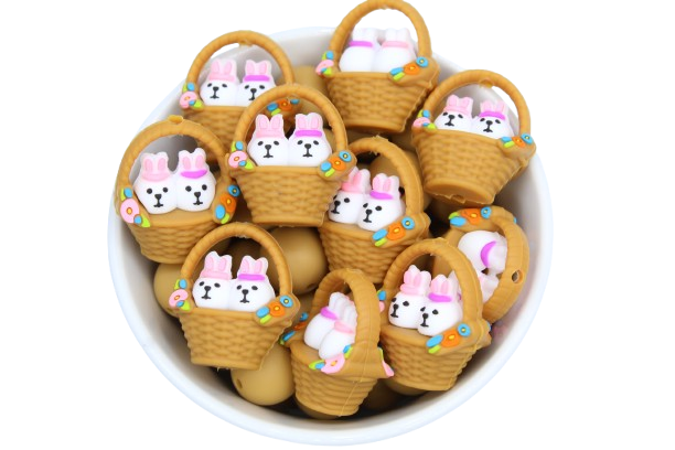 Panier avec lapin 3D - Perle en silicone