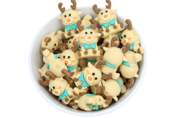 Renne avec écharpe 3D - Perle en silicone