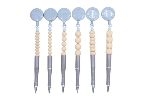 Stylo à perler avec enrouleur badge - Plastique