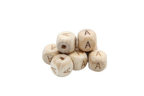 Lettre 12mm - en hêtre naturel - Perle en bois