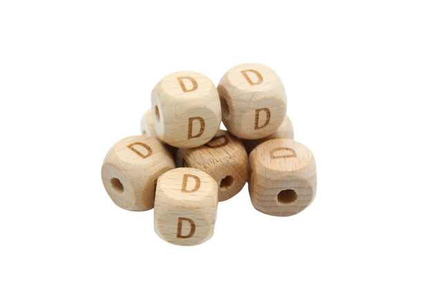 Lettre 12mm - en hêtre naturel - Perle en bois