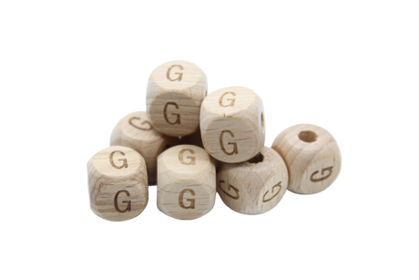 Lettre 12mm - en hêtre naturel - Perle en bois