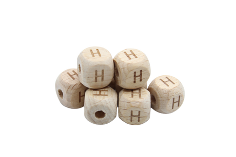Lettre 12mm - en hêtre naturel - Perle en bois
