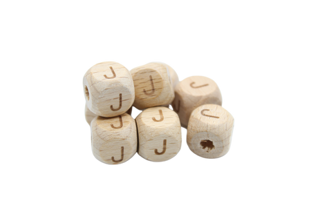 Lettre 12mm - en hêtre naturel - Perle en bois