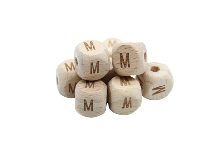 Lettre 12mm - en hêtre naturel - Perle en bois