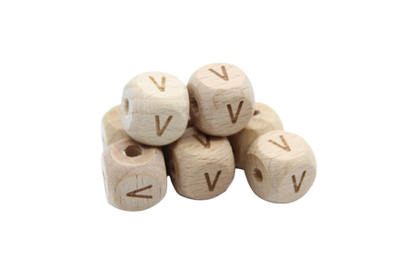 Lettre 12mm - en hêtre naturel - Perle en bois