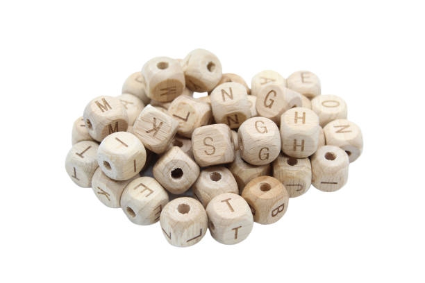 Lettre 12mm - en hêtre naturel - Perle en bois