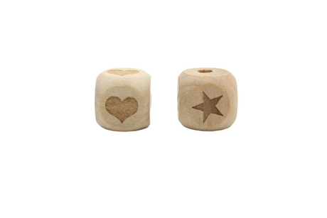Perle carrée en bois avec motif - Perle en bois