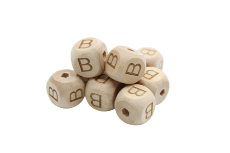 Lettre 12mm modèle 2 - en hêtre naturel - Perle en bois