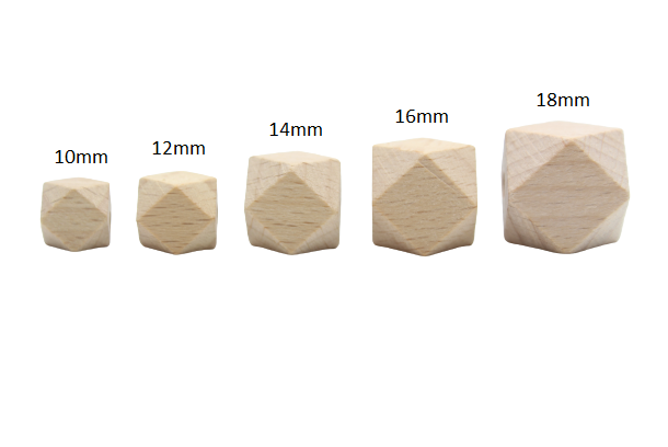 Hexagonale 10, 14, 16 et 18mm - en hêtre - Perle en bois